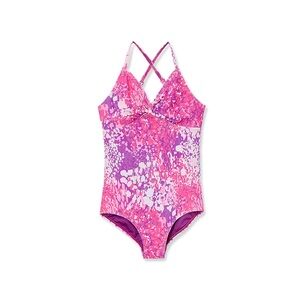 Land’s End girls’ size 8 one piece pink and purple swimsuit